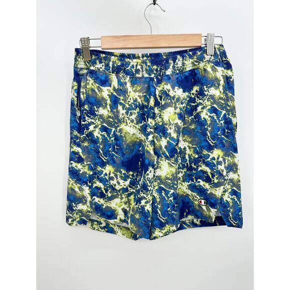 Champion Blue Green Printed Elastic Waist Active Shorts Men's Size Small S NWOT - Picture 1 of 7